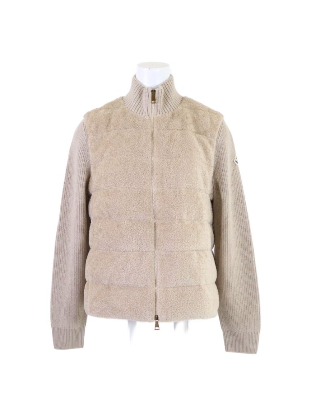 Moncler 25 Padded Teddy & Wool Zip Up Cardigan Down